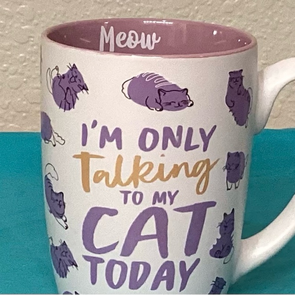 “I’m Only Talking To My Cat Today” White & Purple Mug. New - Picture 4 of 4